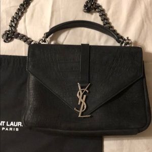 Authentic YSL college bag small croc effect